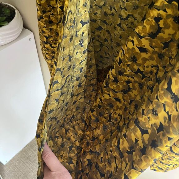 XXL A New Day Yellow Black Floral Long-Sleeve Wrap top - Picture 8 of 10